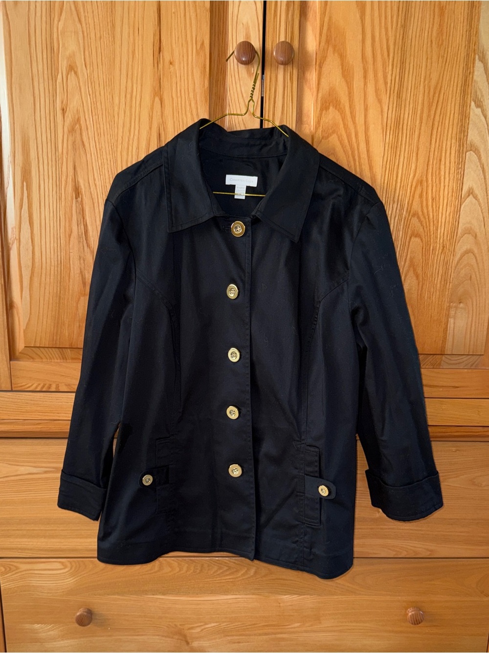 Charter Club Black Button-Front Jacket with Gold Buttons